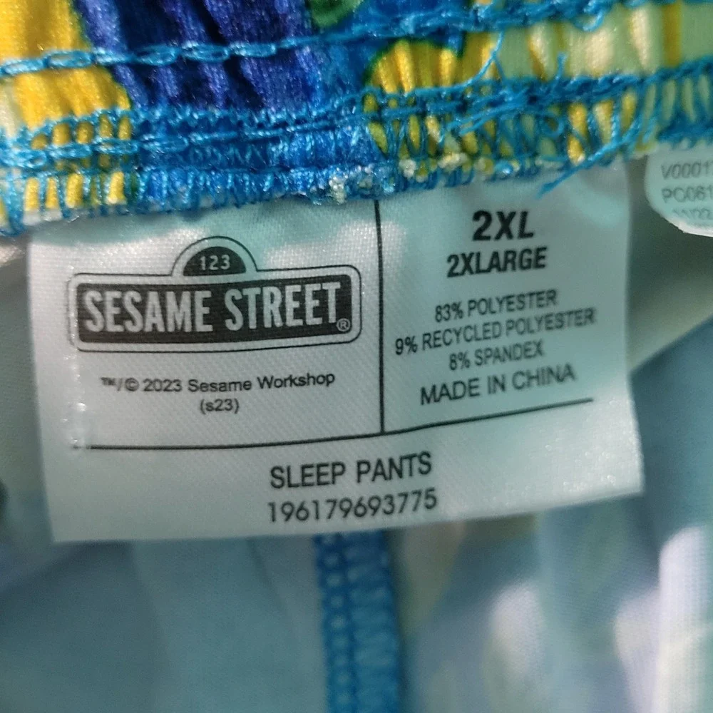 Sesame Street Sleep Pants Men‎ 2XL Blue Cookie Monster NWT Floral Pajama Bottoms
